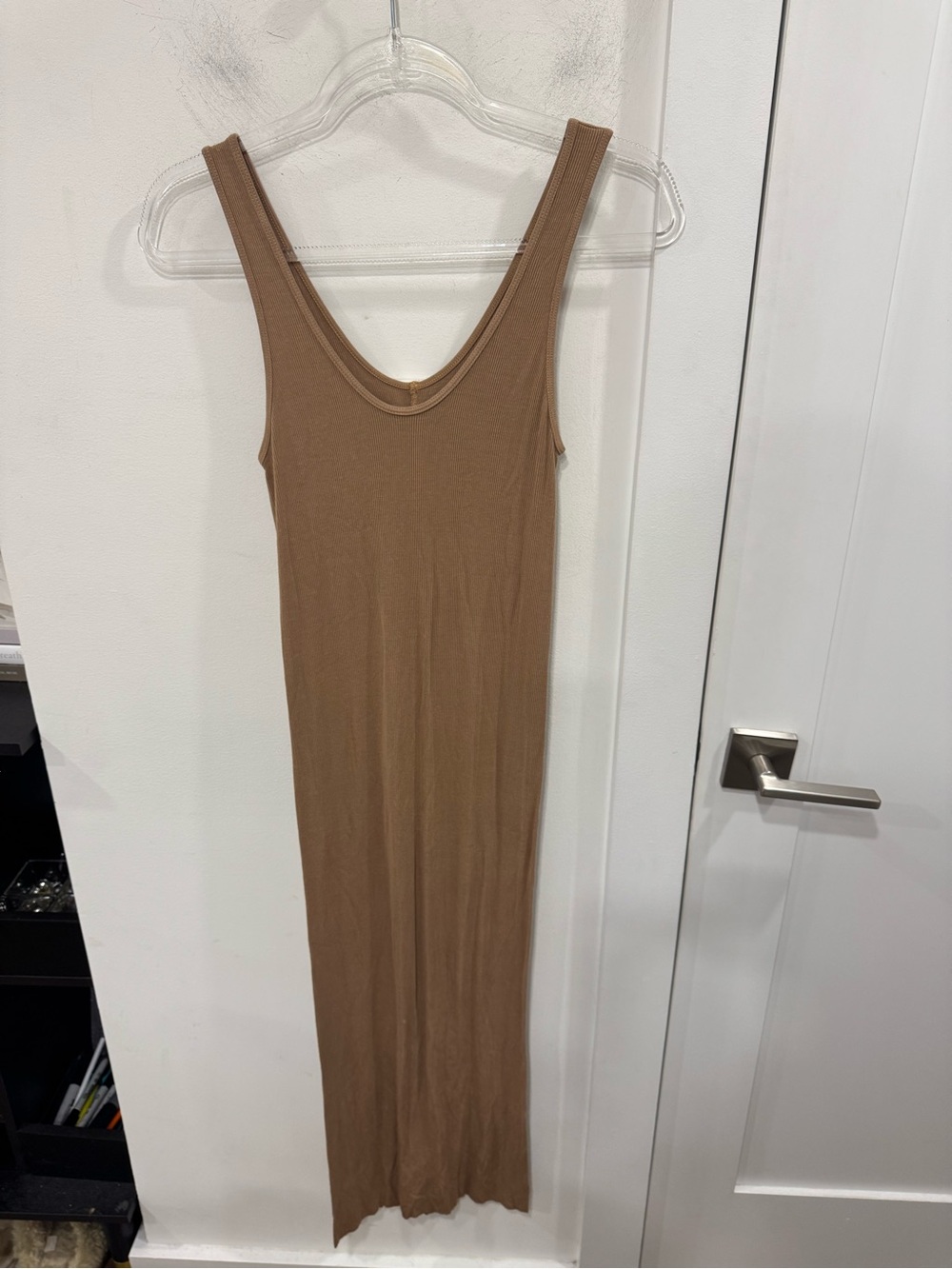 Enza Costa Ribbed Tank Maxi Dress — Camel Brown